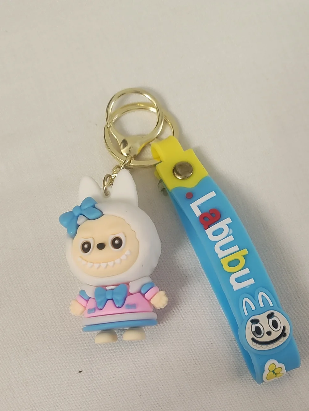 Labubu Blue & Yellow Character Keychain with Cute Doll Charm